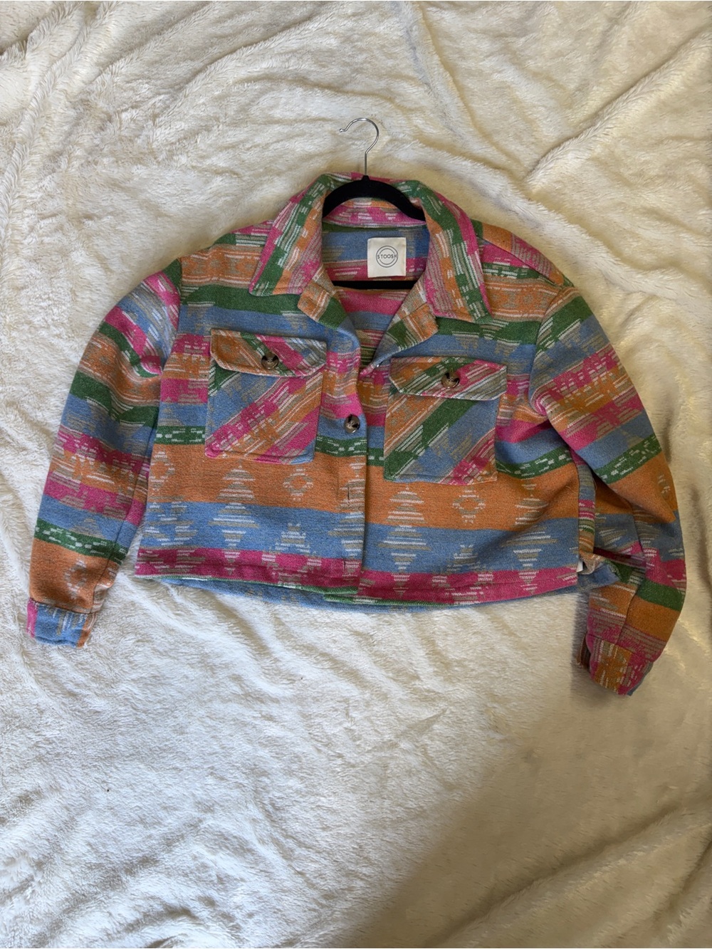Stoosh Multi-Color Southwestern Cropped Jean Jacket